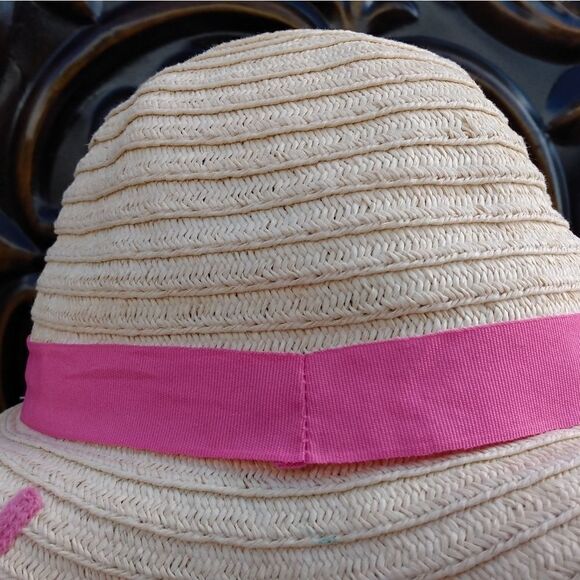 EUC ACCESSORY DEPOT X Large Paper Pink "Hello Sunshine" Shade Hat w/XL Brim - Picture 7 of 8